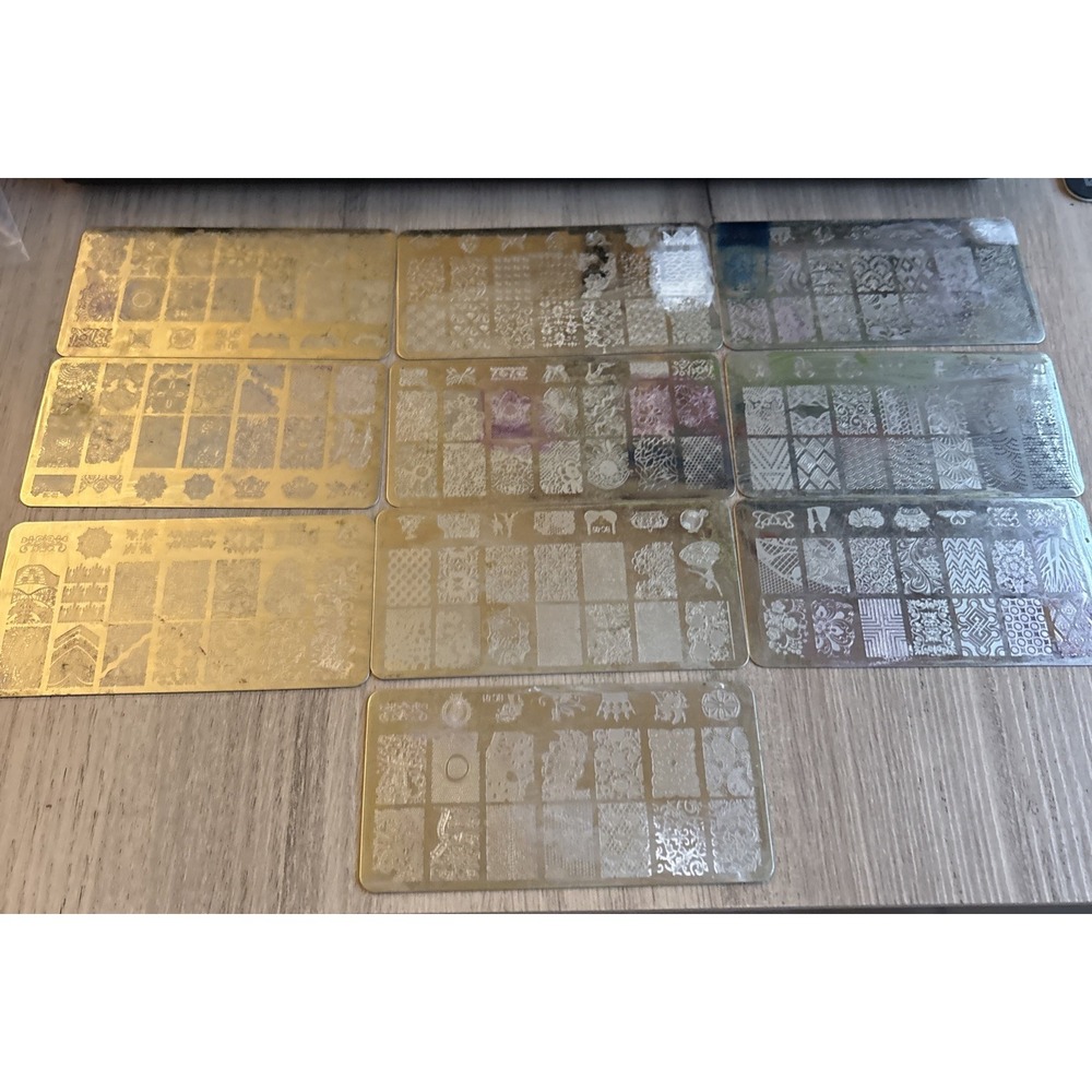 Nail Art Stamping Plates Set Bundle of 10 Manicure Decoration Templates Metal